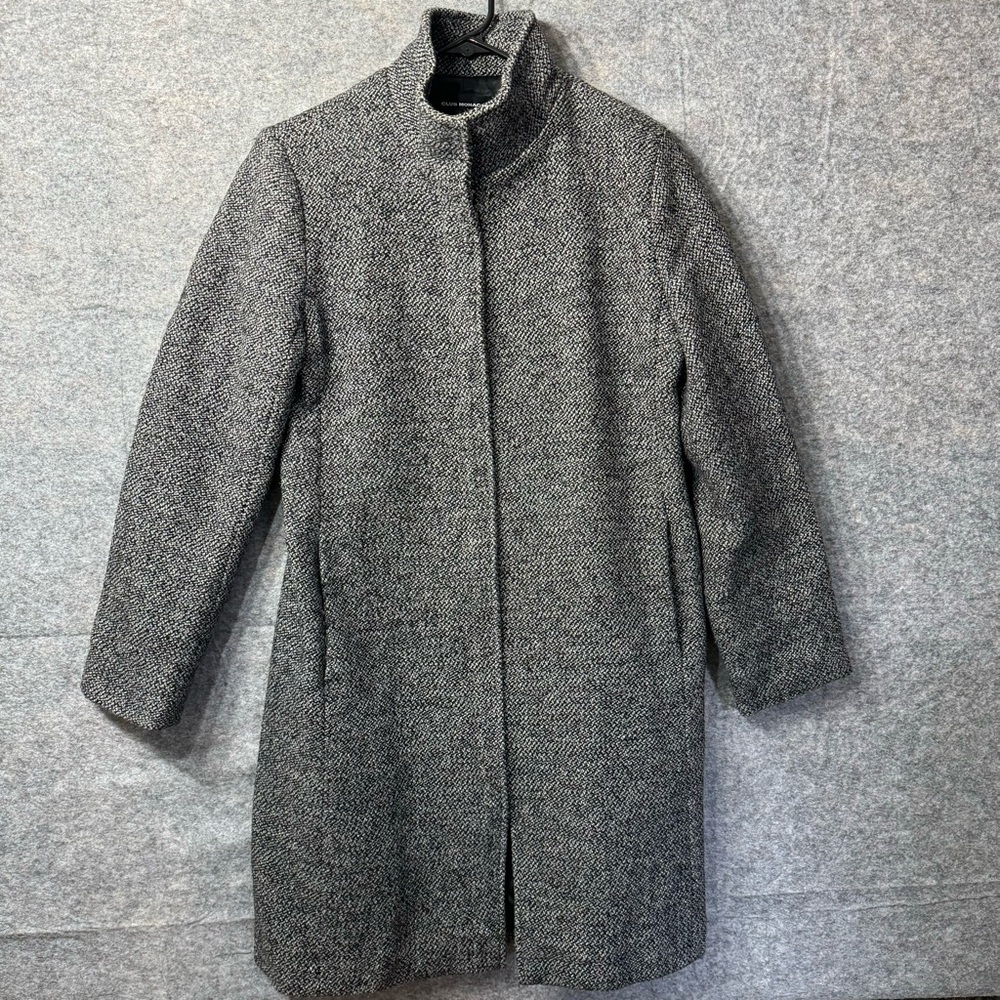 Club Monaco Tweed Coat Womens Medium Wool Blend Lined Jacket Salt & Pepper